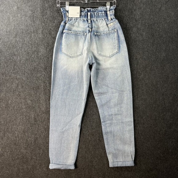 KanCan Jeans Women’s XS Blue High Rise Cuffed Paper Bag Mom Relaxed Fit - Picture 3 of 15